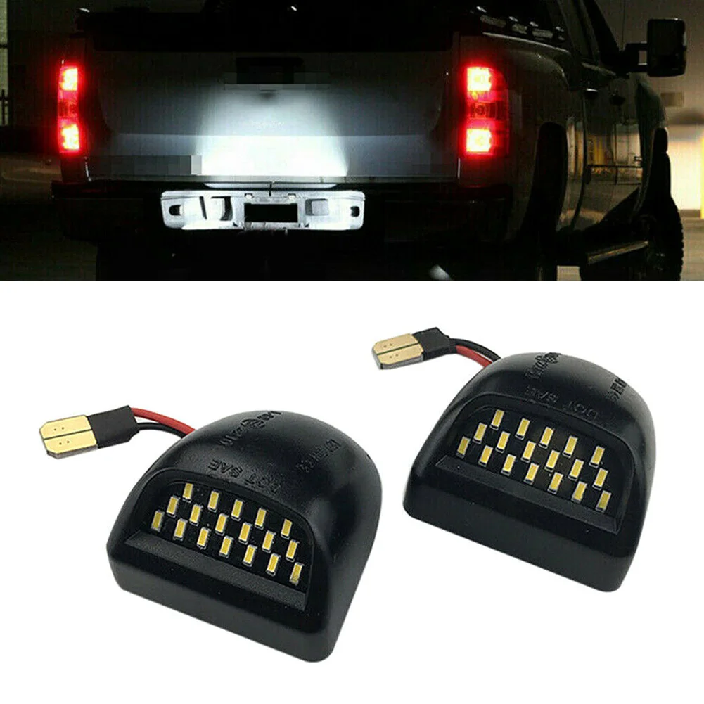 2Pcs Full White Car LED License Plate Light Kits For Silverado GMC Sierra 1500 2500 3500 etc.