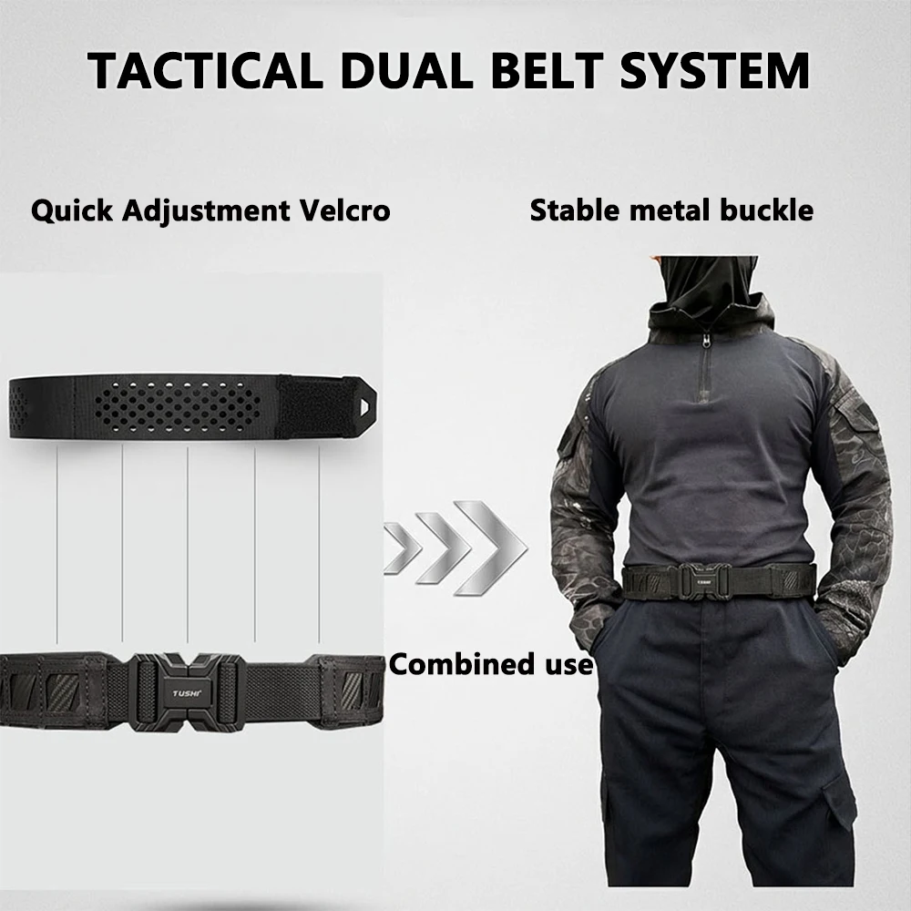 ALPTACTICS 3,8 cm taktischer Innengürtel für Herren, Premium-Nylon, 95 cm bis 135 cm, Klettverschlussgürtel, Militär-Armeegurte, kein Schnallenbund – Detail 6