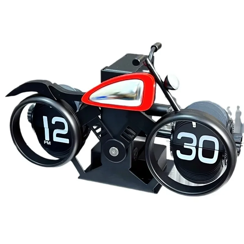 

New motorcycle shape page turning clock creative desktop pendulum decoration American mechanical motobike clock