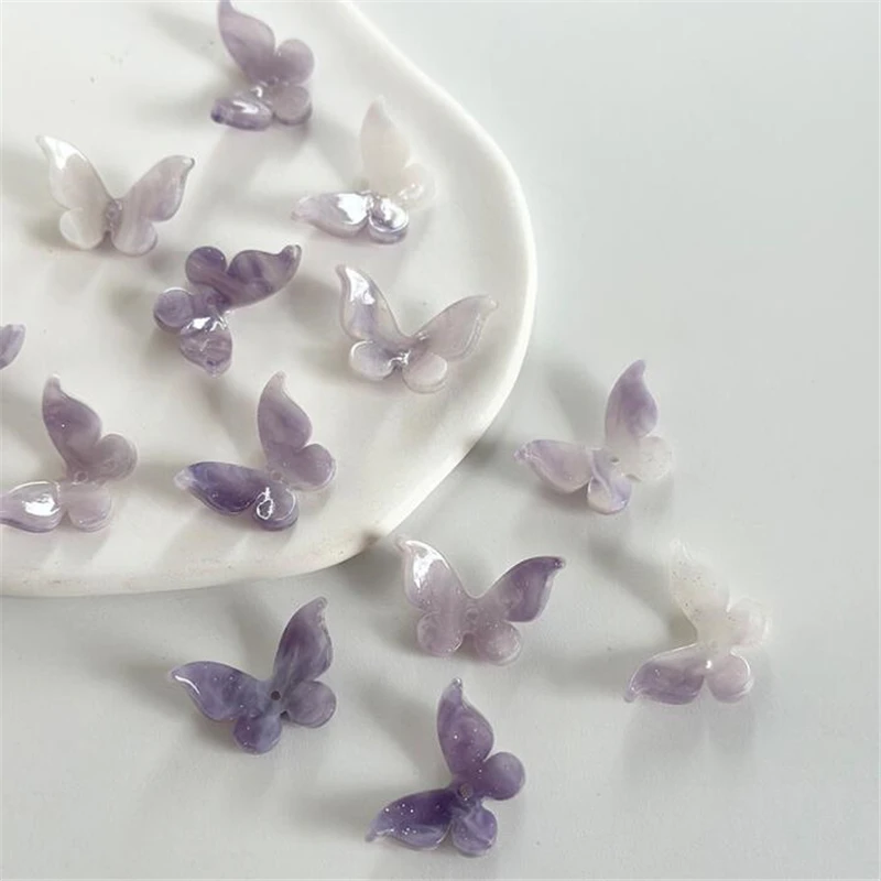 20pcs/lot new retro acetic acid 21mm flower beads resin butterfly charm connectors for diy hair jewelry making accessories