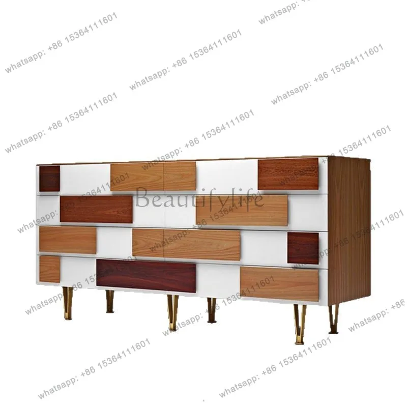 Modern simple solid wood creative color matching eight-chest cabinet storage fully equipped entrance side cabinet