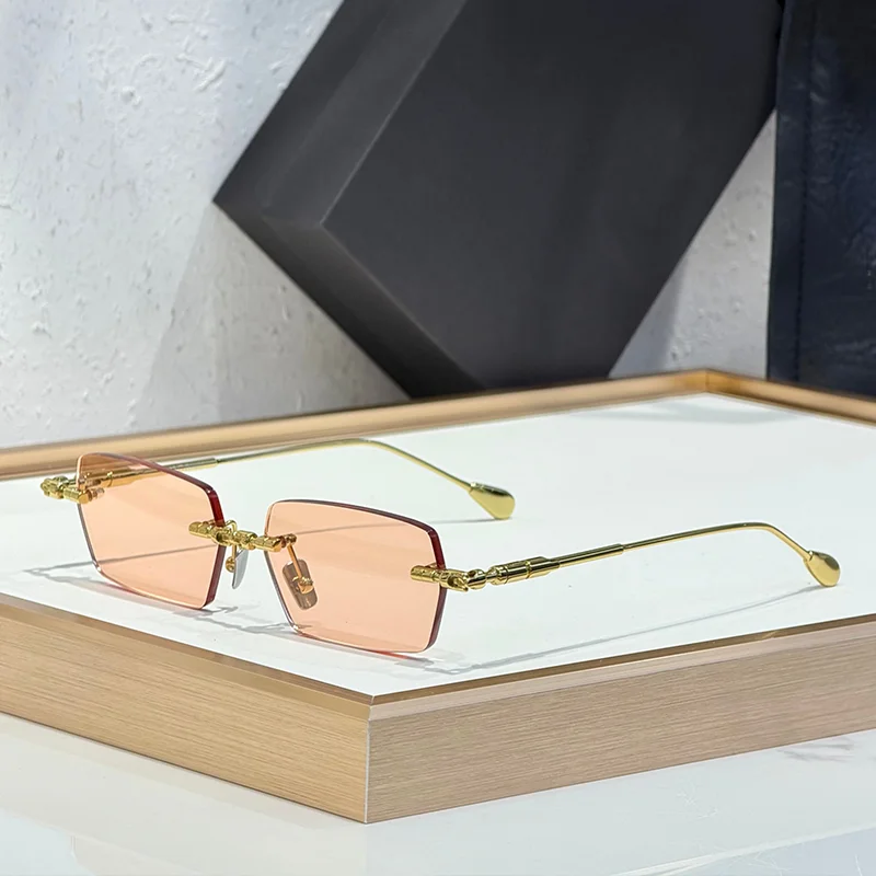 

Солнцезащитные очки H61 INS Fashion Gold без оправы для мужчин, трендовые классические легкие люксовые очки из сплава без ограничений, модель 2025 года