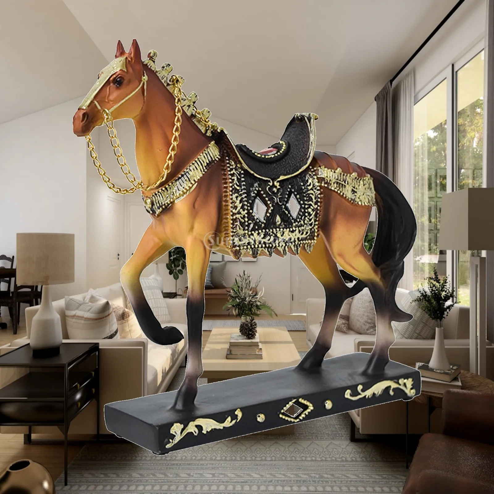 Horse Statue Horse Sculpture Animal Model Resin Crafts Horse Ornament for Living Room Table Animal Lovers Office Bookcase