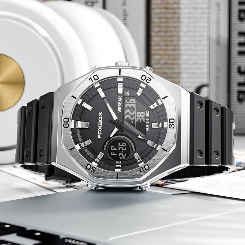 LIGE Dual Digital Display Watches for Men Casual Sport Chronograph Eletronic Wristwatch Silicone Waterproof Luminous Male Clocks