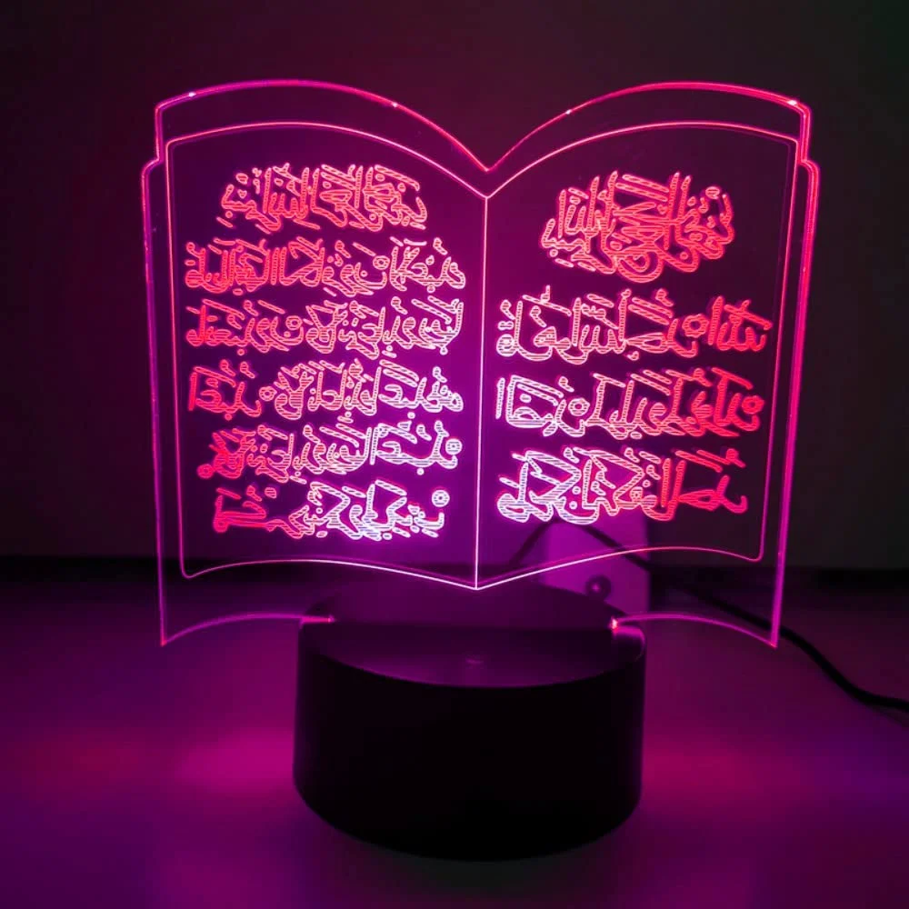 Nighdn Led Muslim Night Light Quran 3D Lamp Muslim Islamic Gift 7 Colors USB Bedside Lamps Desktop Church Decoration Nightlight