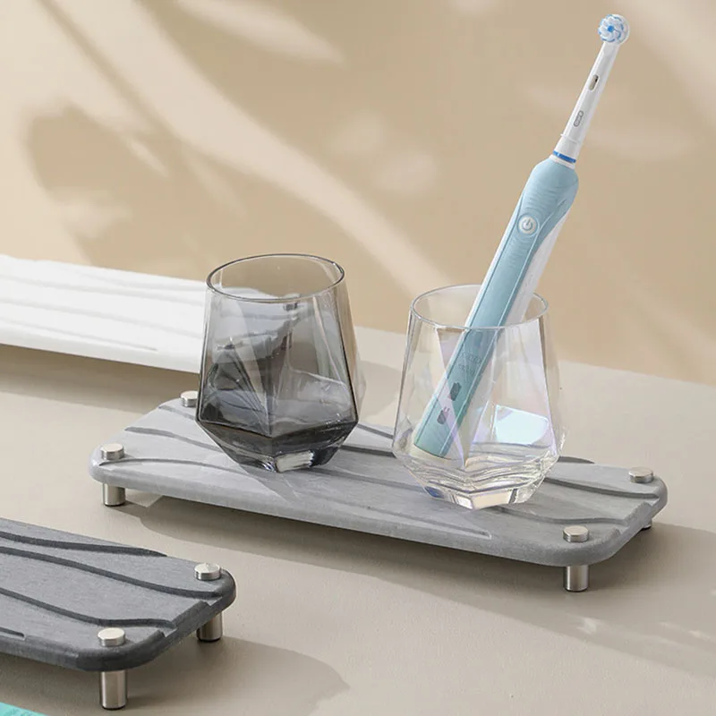 Diatom Mud Coasters, Anti-slip Water-Absorbing Pad, Simple Solid Color Quick-drying Diatomite, Cup Holders Jewelry Display Rack