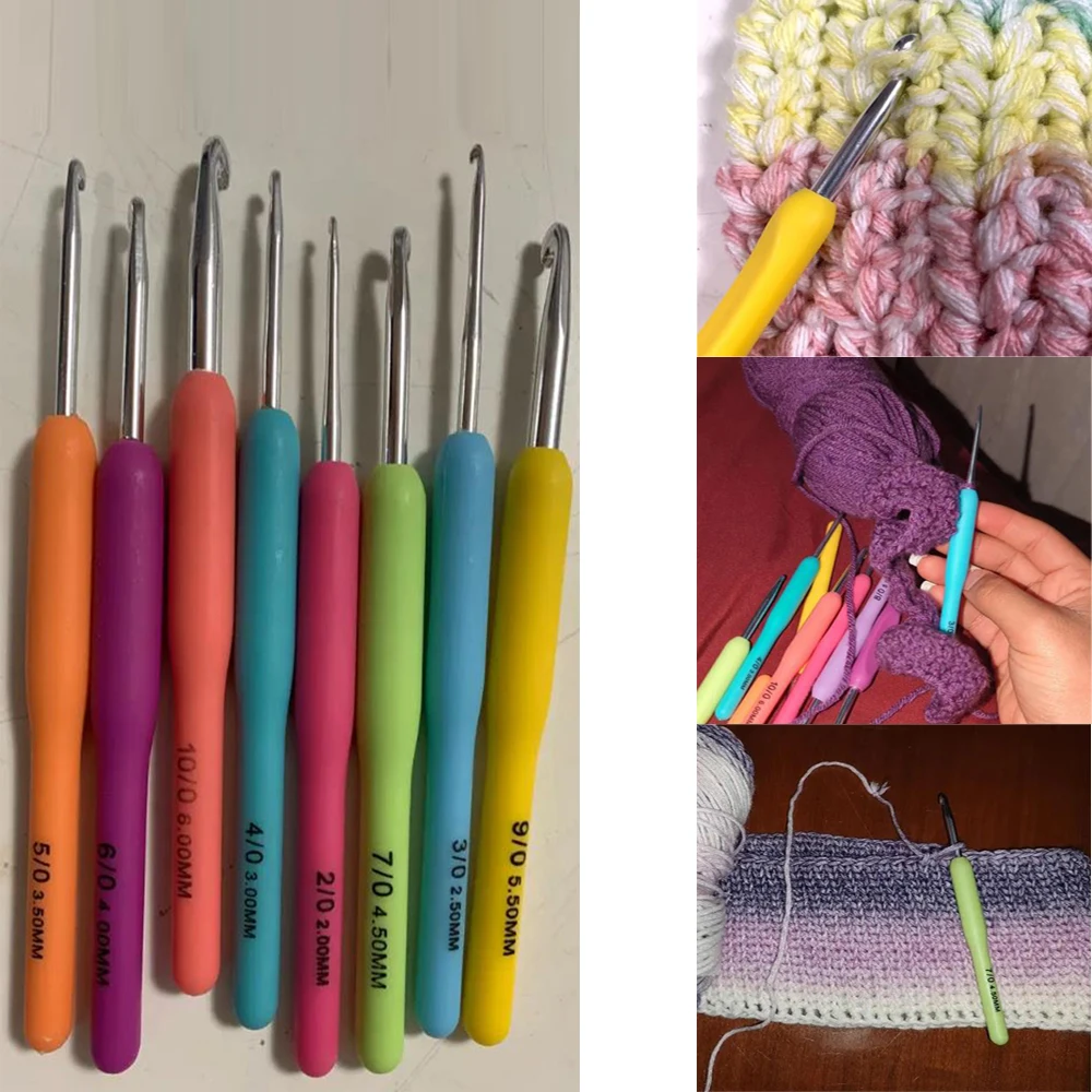 

9Pcs Plastic Crochet Hooks DIY Sweater and Slipper Knitting Needles Handmade Craft Knitting Tools Crochet Set S003837