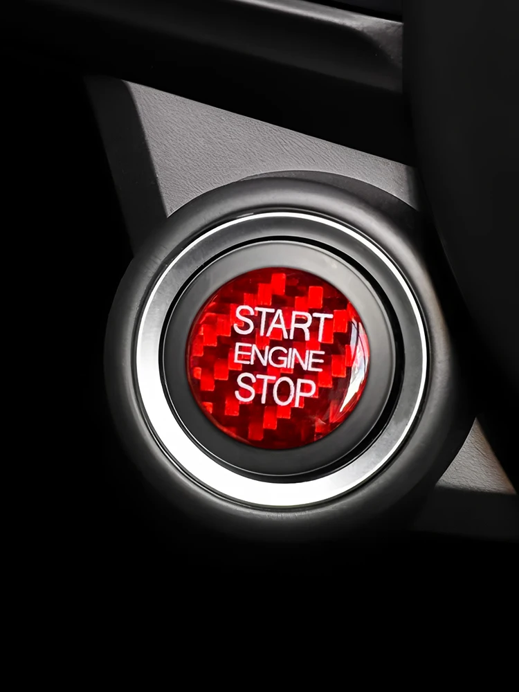 Motorstart-Stopp-Knopf-Abdeckung, Zierleiste, Aufkleber für Alfa Romeo Giulia Stelvio, echte Kohlefaser, Auto-Innenausstattung, Tuning-Zubehör