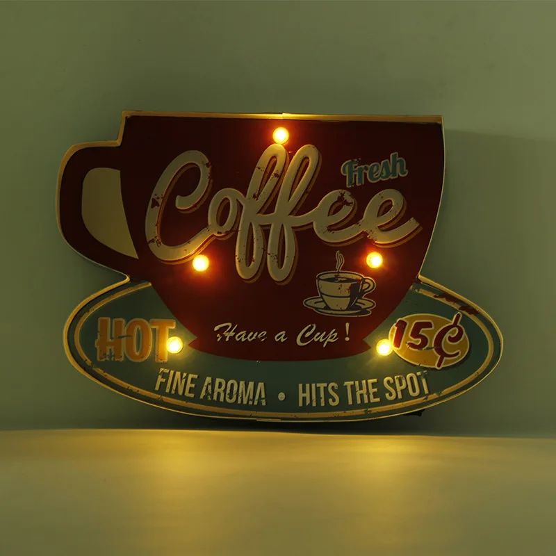 

Coffee Bar LED Neon Sign Wall Art Metal Kitchen Industrial Vintage Sign Shabby Chic Decoration Industrielle Home Decor