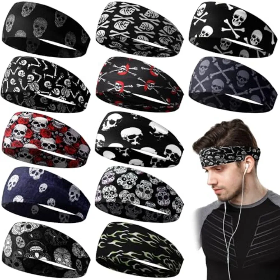 

12 Pcs Headbands for Men Running Headband Mens Sweat Bands Headbands for Tennis Athletic Cycling Basketball Yoga Workout Outdoo