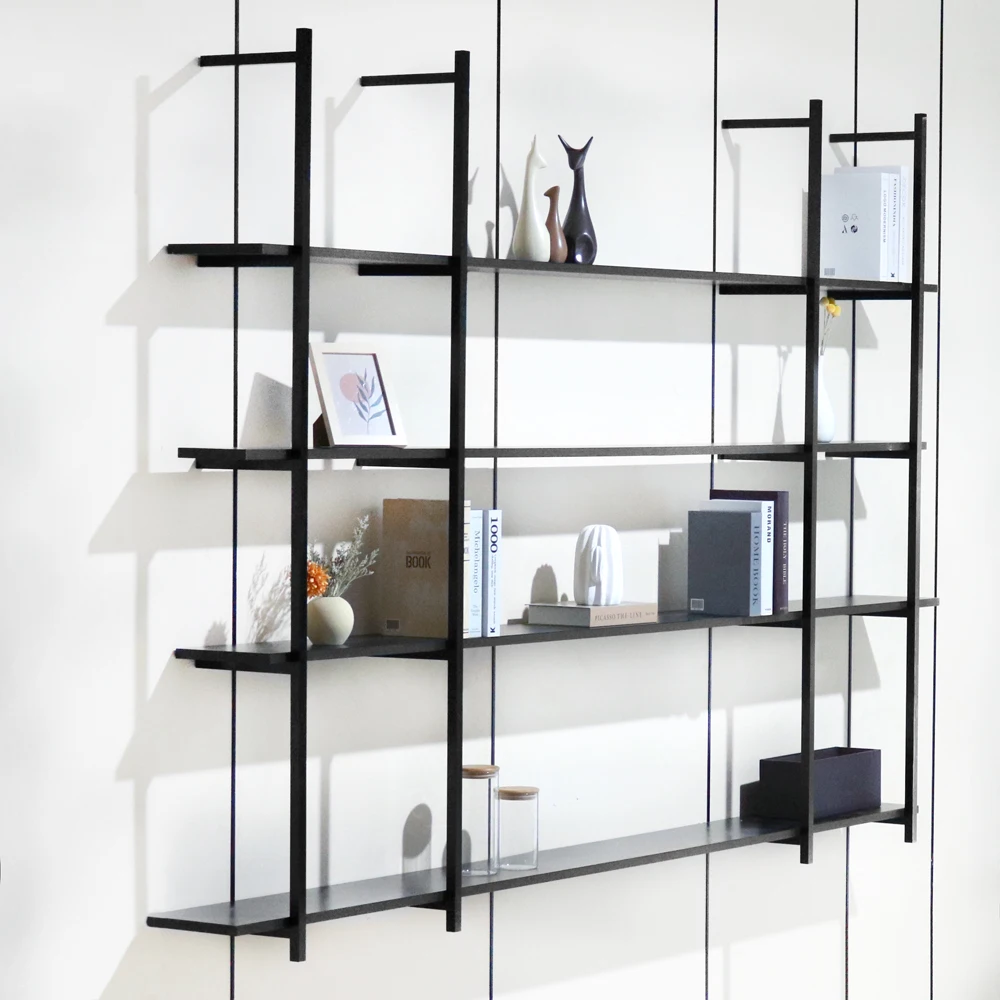 

Стеллаж XINJUN: Черная настенная полка из алюминия в индустриальном стиле для гостиной и ванной комнаты