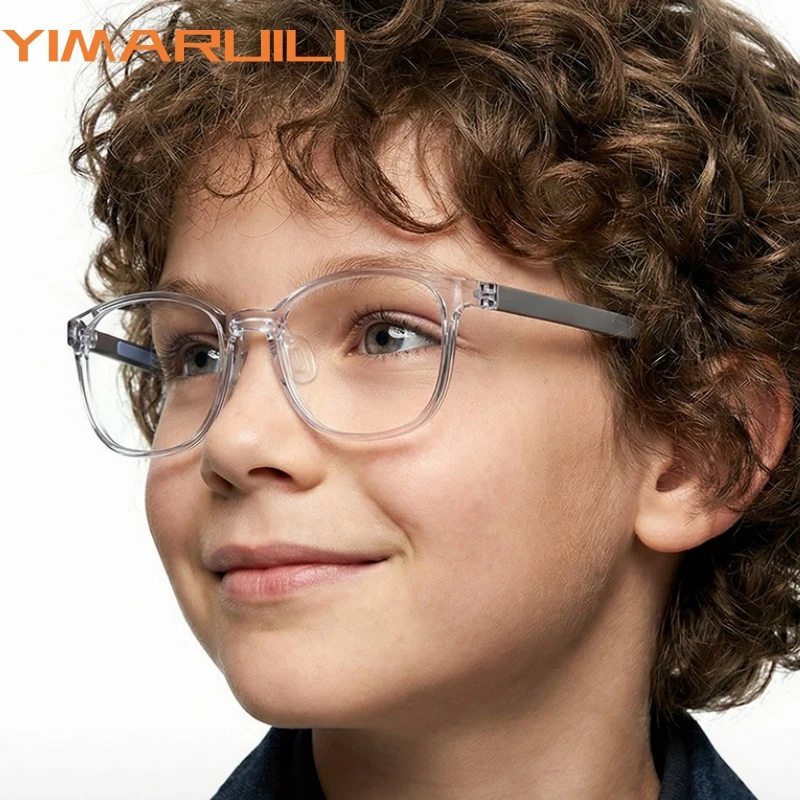 

YIMARUILI Teenage Student Boy and Girl Eyeglasses Frame Fashion retro High-quality TR90 Silicone Kids Comfortable Glasses K8206
