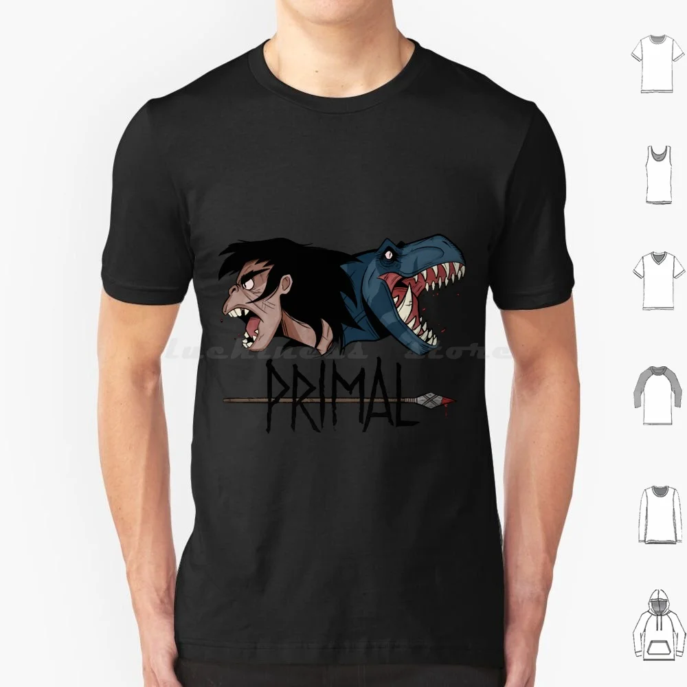 Spear And Fang T Shirt Big Size 100% Cotton Primal Adult Swim Animation Cartoon Dexters Lab Dexters Dinosaurs Fang Paleoart