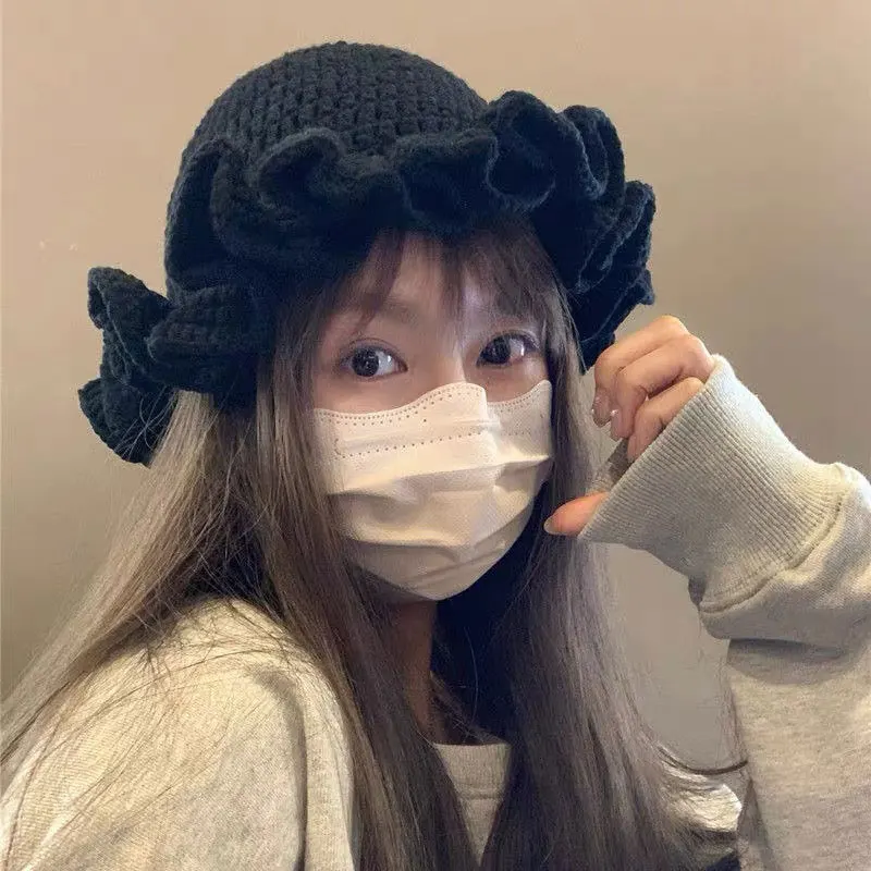 المرأة شيك الكروشيه دلو قبعة لطيف تكدرت حافة قبعة مرنة بسط متماسكة قبعة صياد مع متعة الدانتيل التفاصيل #4