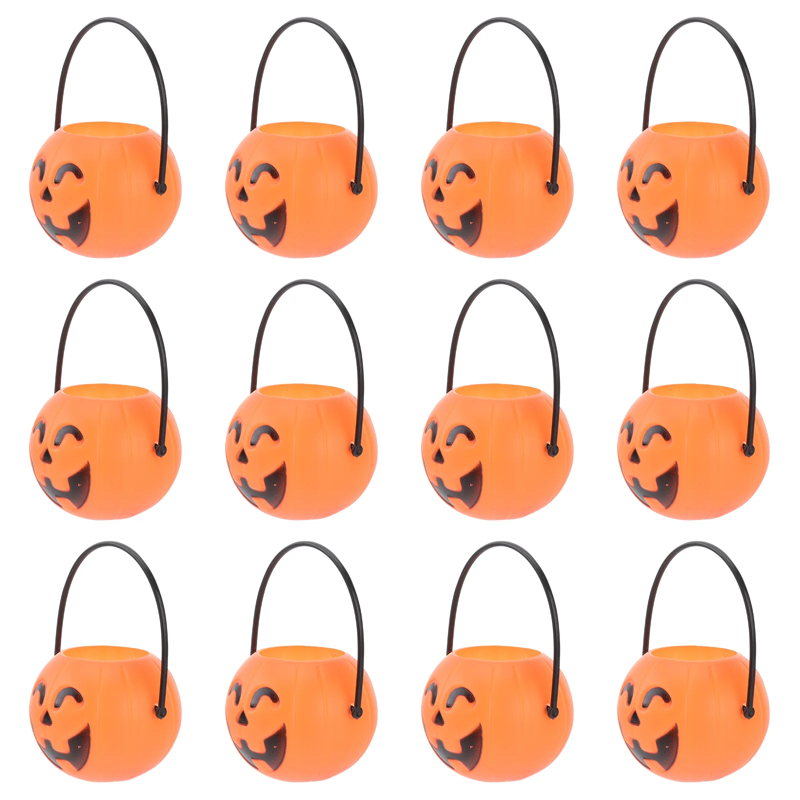 

12 Pcs Halloween Pumpkin Party Favor Bucket Candy Holder Glass Portable Lantern Loot Bag Goody