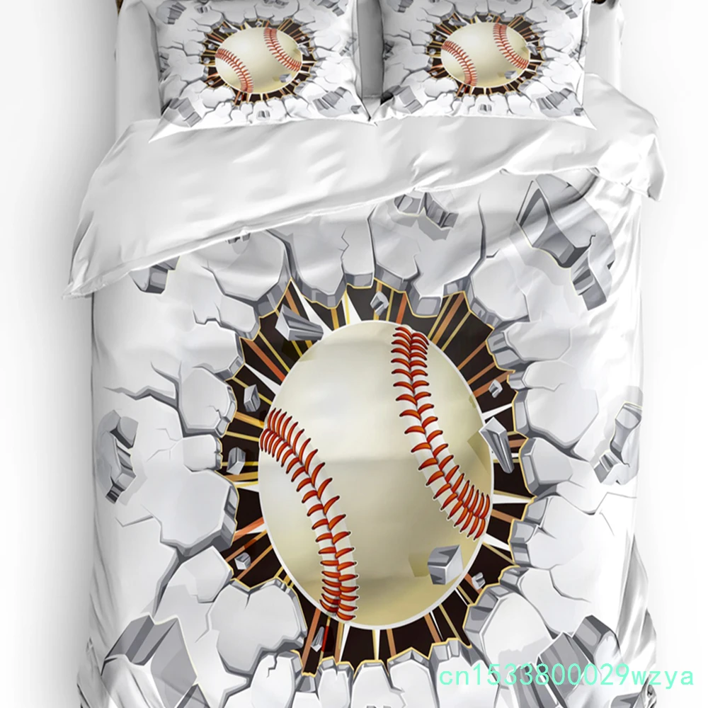 Baseball Round Rock Building Sports Bedding Set 3pcs Duvet Cover Pillowcase Kids Adult Quilt Cover Double Bed Set Home Textile