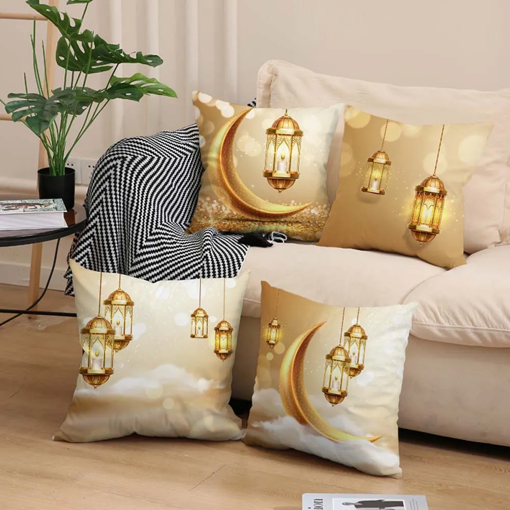 

2025 Eid Mubarak Pillowcase Eid al-Fitr Mubarak Print Cushion Cover Home Living Room Sofa Decoration Square Pillow Case