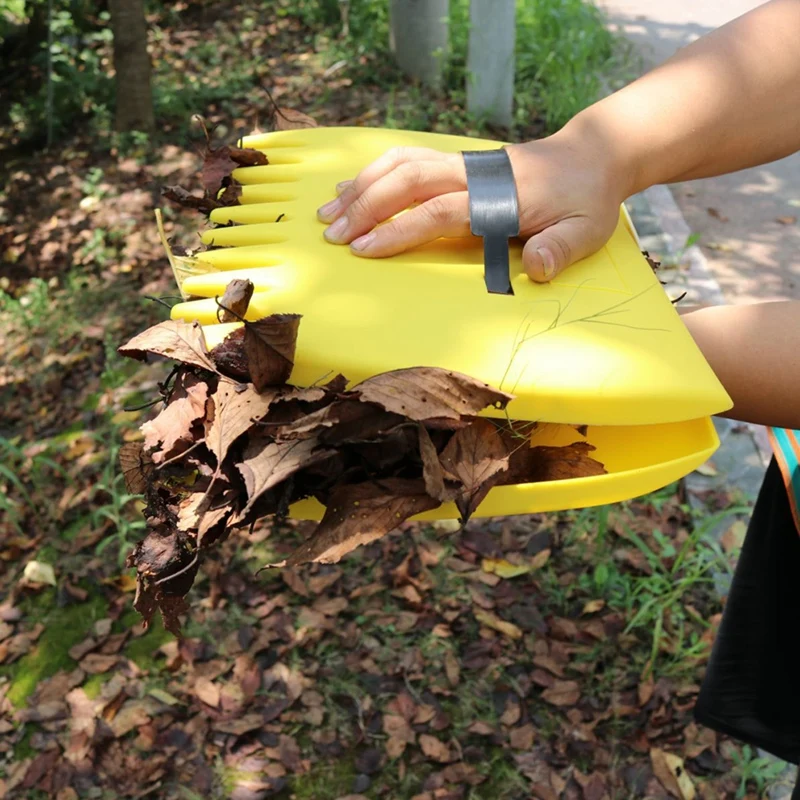 1 Pair Of Leaf Scoop, Hand Rakes For Lawn And Garden Cleanup For Yard Cleaning Leaf Cleaning ,Yellow Easy To Use