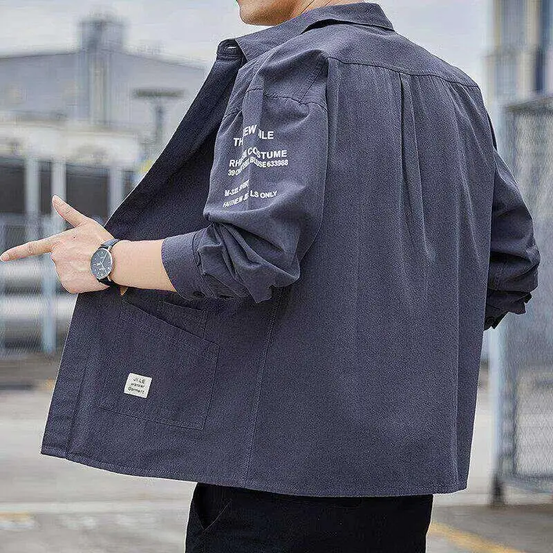 

Men's Long Sleeve Casual Shirt for Working Wear Resistant Dirtproof Summer Construction Site Car Repair Loose Fit Youth Popular