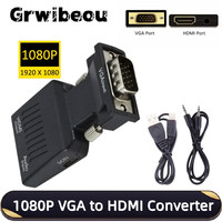 1080P VGA to HDMI Converter with Audio Male to Female Adapter for PC Laptop Monitor Projector Video & Sound Transmission Adapter
