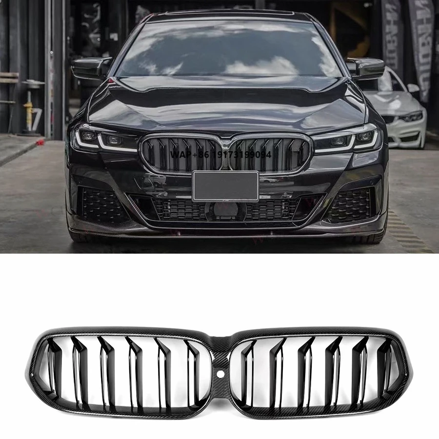 

For B-MW F90 5 Series G30 G38 525i 530i 540i LCI 2021+ New Carbon Fiber Front Grille Frame Bumper Air Vent Trim Body Kits