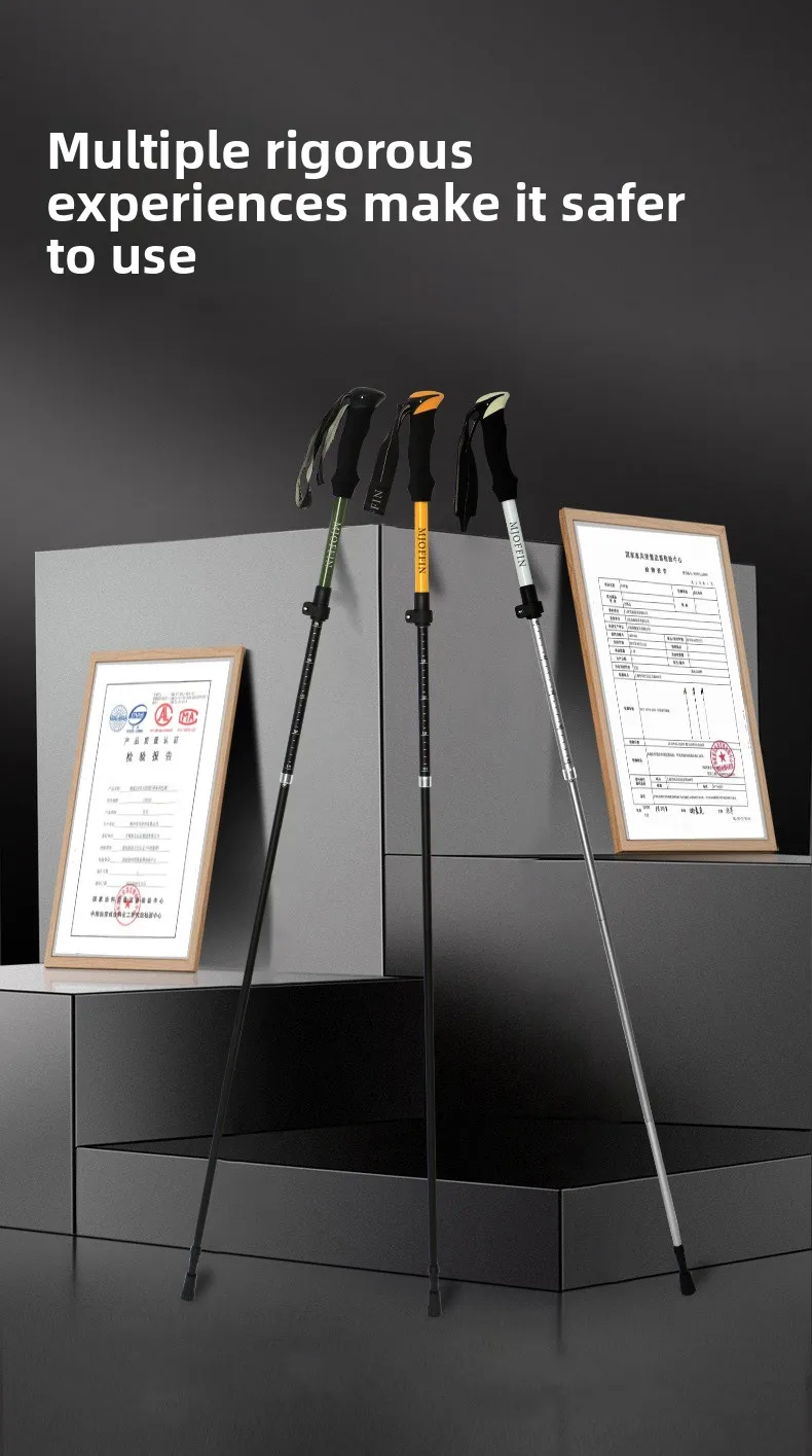 عصا المشي لمسافات طويلة خفيفة للغاية من ألياف الكربون 3K، عصا مشي تلسكوبية قابلة للطي بخمسة أقسام، خفيفة الوزن والمشي لمسافات طويلة احترافية