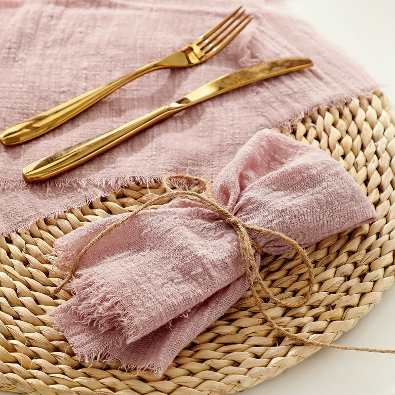 20Pcs 32x32cm Soft Cotton Gauze Napkins Dinner Table Napkin For Vintage Wedding Banquet Home Party Decoration Wholesale