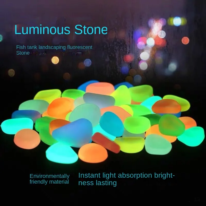 50/100Pcs 2CM Glow in the Dark Garden Pebbles For Sidewalk Garden Terrace Lawn Garden Patio Fish Tank Aquarium Decor Glow Stone