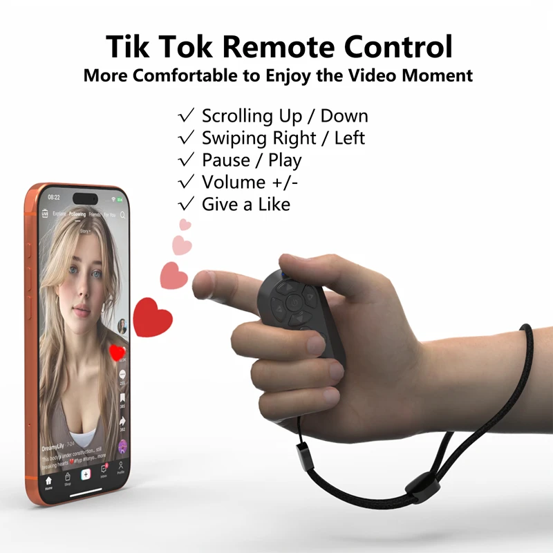 

Remote Control Short Video Intelligent Bluetooth Page Flipping Selfie Remote Control Compatible With Mobile Phones and Tablets