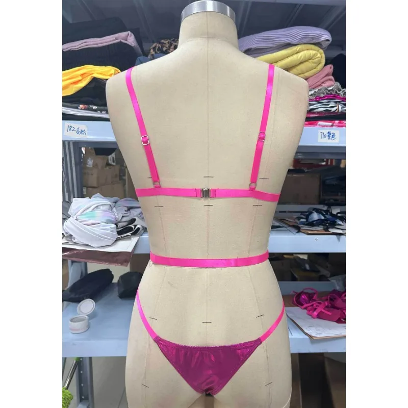 Maiô de uma peça para as mulheres, sexy conjunto de uma peça, lace-up, costas abertas, tanga, rosa, novo, verão, 2022