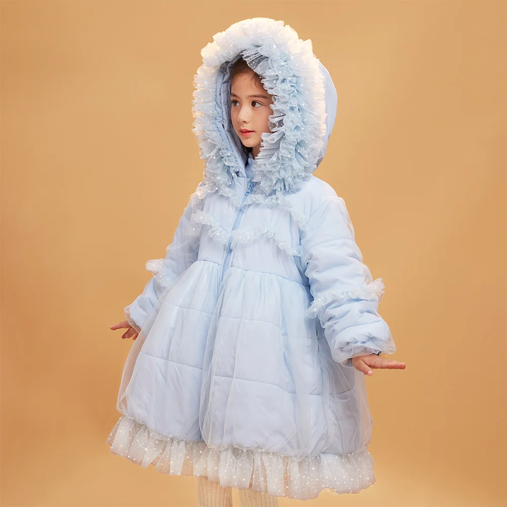 

90% White Duck Down Baby Toddler Girls Clothes 2022 Winter Thick Parka Light Blue Christmas Clothing 3T 8YRS Kid Cute Wear 150cm