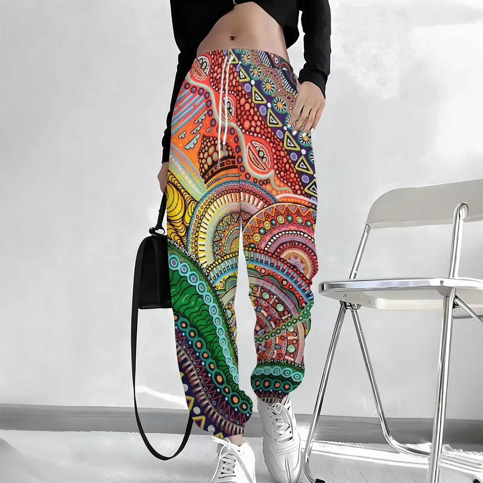 Winter Women's Daily Casual Yoga Pants Autumn Pocket Trousers Printed Sportswear Pants Fashion Drawstring Jogging Pants