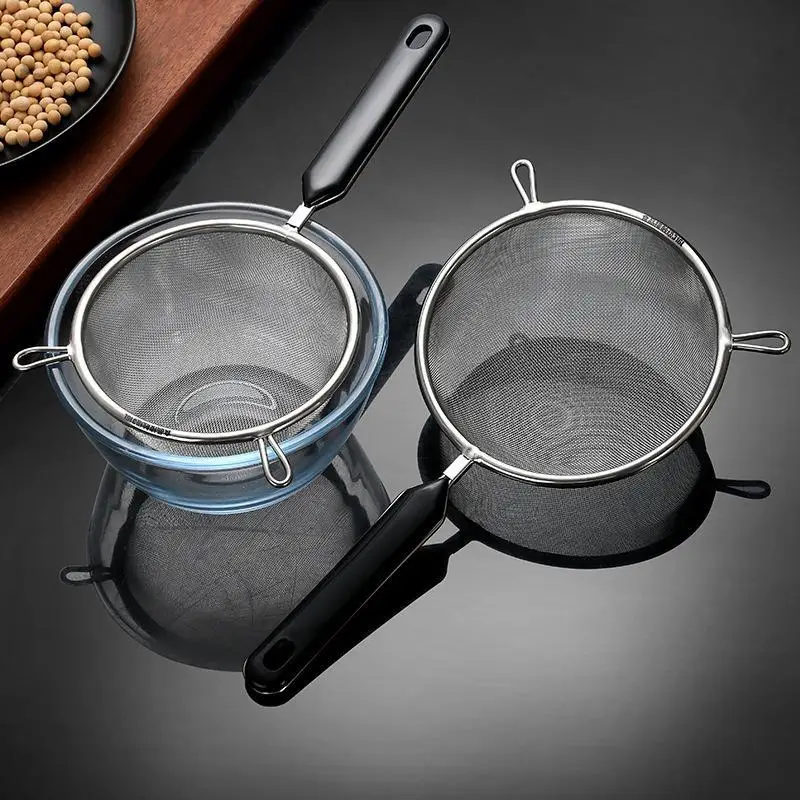 【YA】Ergonomic Kitchen Strainer Hanging Non-Slip Handle Easy to Clean for Christmas Recipe Making Camping Cooking