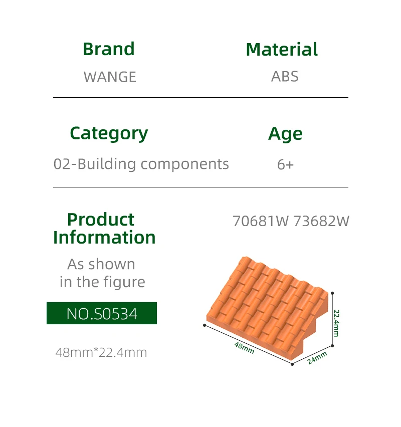 Wange25Pcs/Lot 70681W 73682W 6Dots Straight Tile Building Blocks Moc Palace AccessoriesCompatiblewithBrickChildrenToysGiftBox