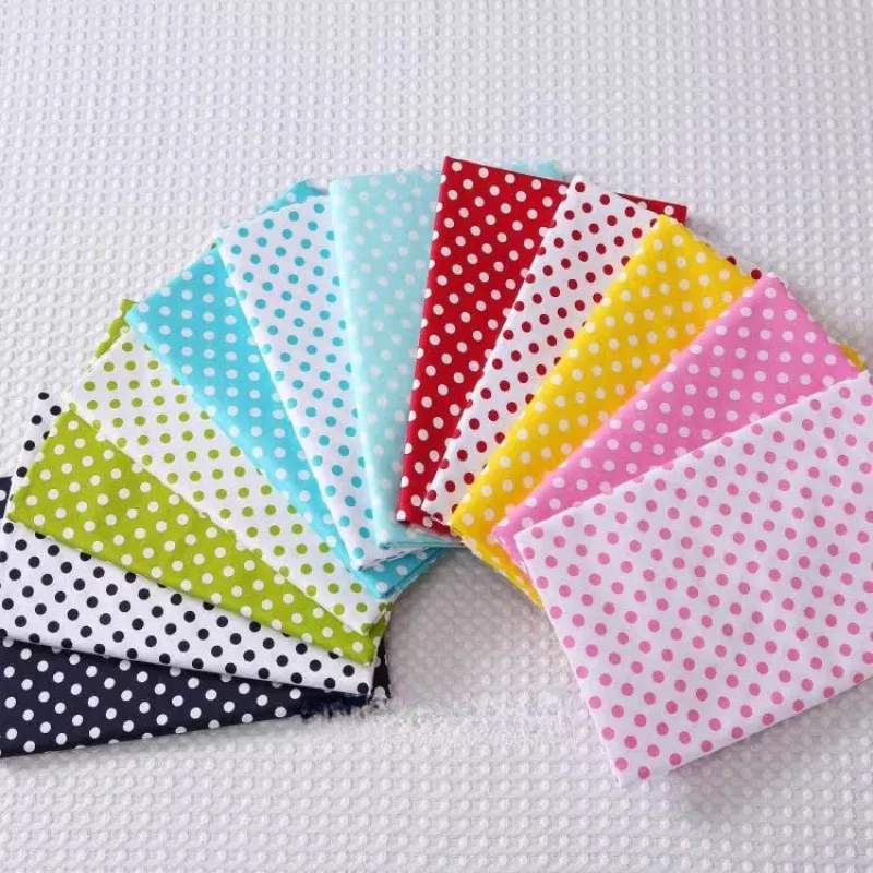 160x50cm 7mm Colorful Polka Dot Cotton Printed Twill Fabric for Home Sewing Projects Cloth