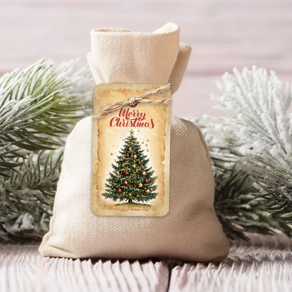 40個、クリスマスタグ、ギフトラベル、パーティーデコレーション、DIY、パッケージ装飾、グリーティングカード、パーティーカード、ジュート紐