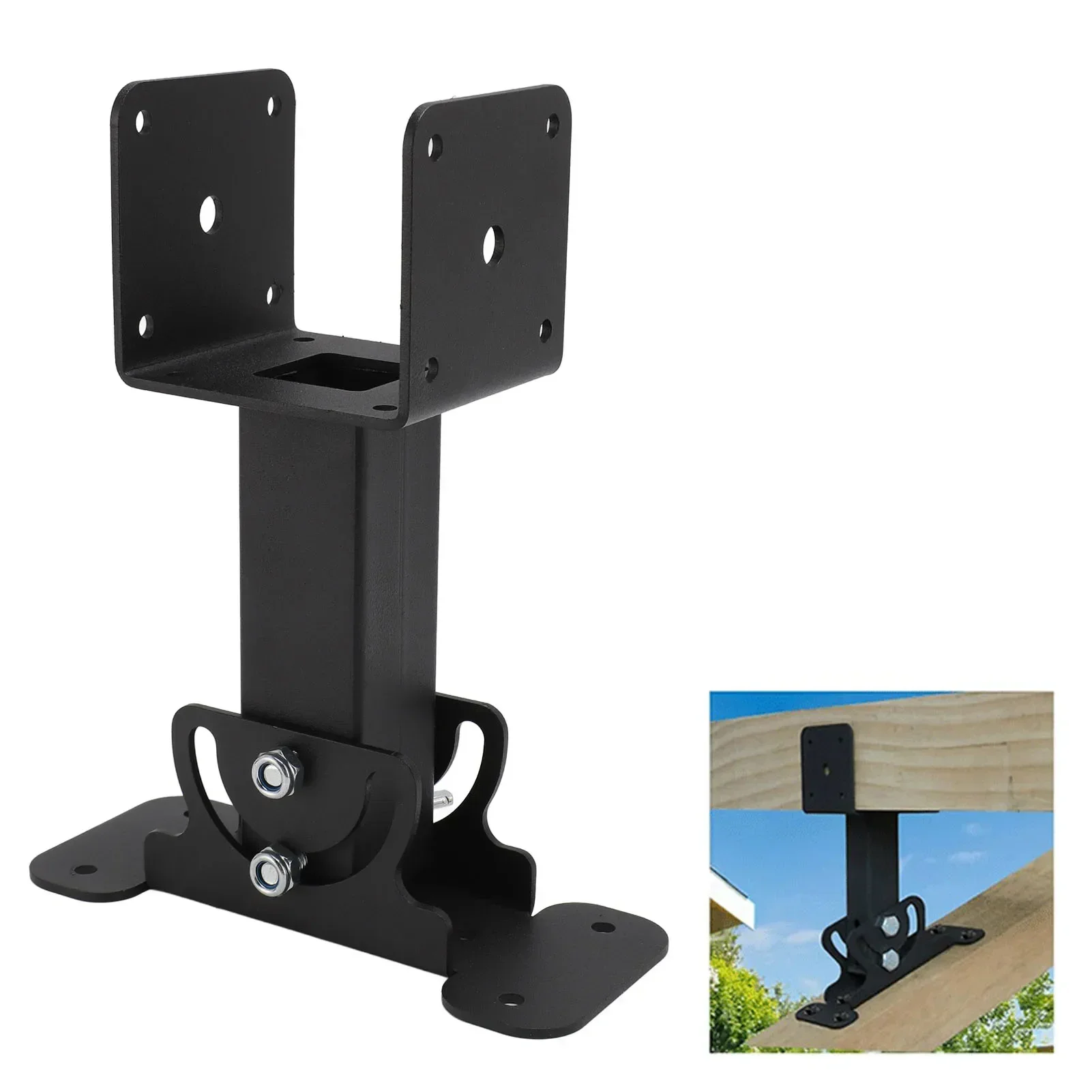 Heavy Duty Roof Riser Brackets Carbon Steel Adjustable Angle And Direction Patio Roof Mount Riser For Pergola Gazebo