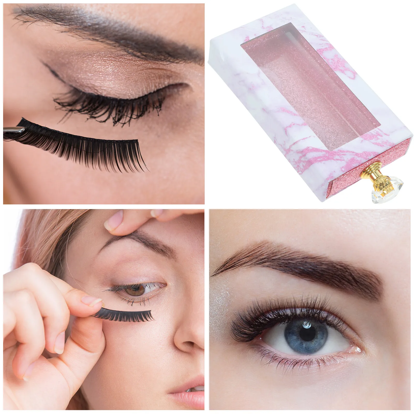 Fake Eyelash Drawer Container Rectangle Shape Sturdy Paper Plastic Material Easy Open Close Handle Travel Friendly Organizer
