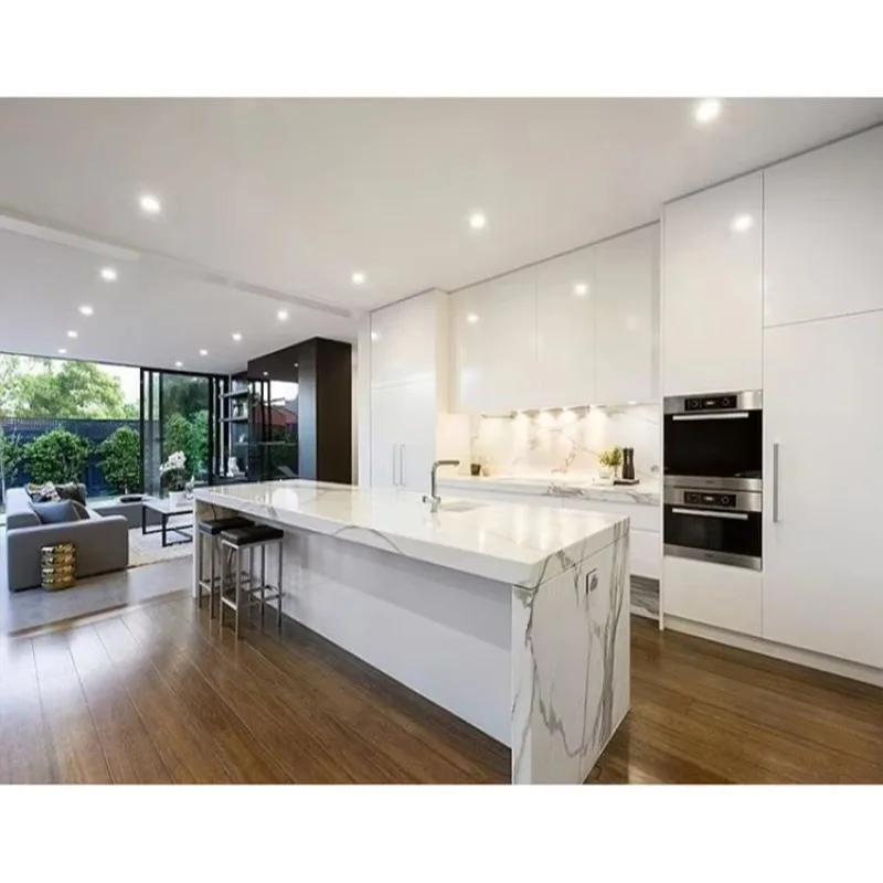 Made In China Foshan Manufacturer Cheap Home Modern Furniture Designs Custom High Gloss Lacquer Kitchen Cabinet