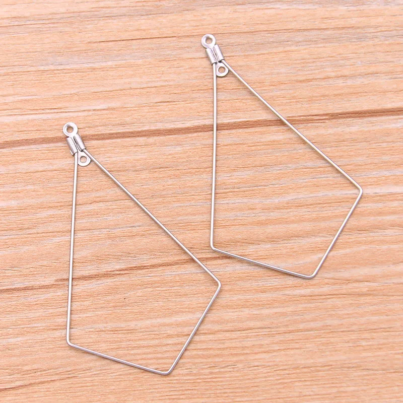 20Pcs 33*57mm Shaped Ring Polygon Charm Stainless Steel Pendant Open Bezels Hollow Pressed Resin Frame Mold DIY Jewelry Making