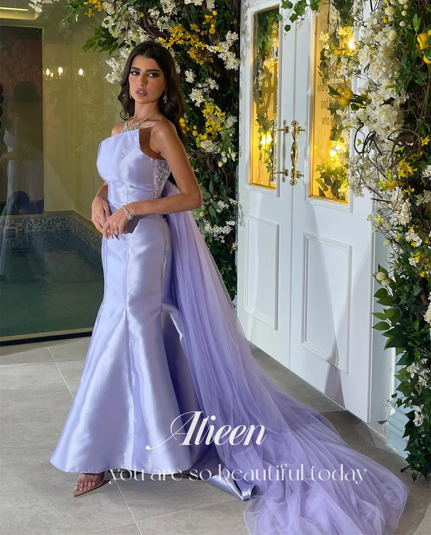 Aileen cetim fora dos ombros personalizado roxo vestido de festa de casamento vestidos de formatura para ocasiões especiais noite gala baile