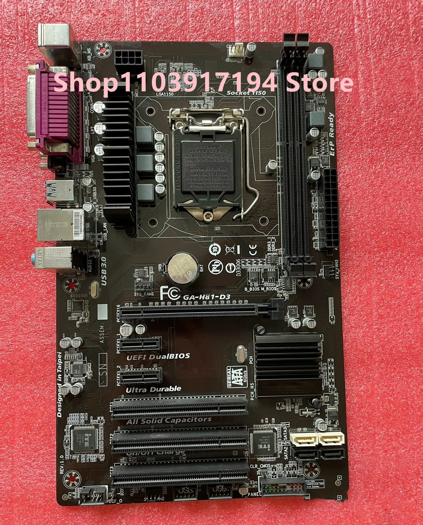 FOR  Gigabyte  GA-H81-D3 Motherboard DDR3 4XSATA3.0 PCI VGA+DVI+HDMI