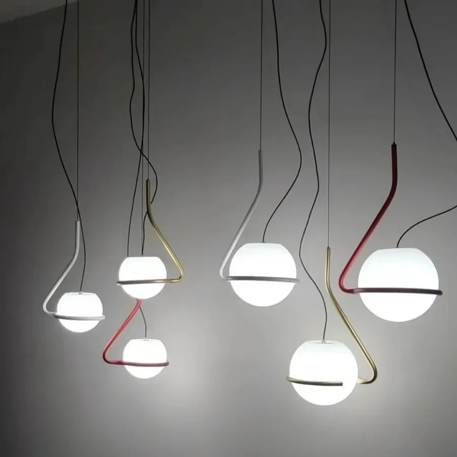 

Italian Designer Art Deco White Ball Pendant Light for Dining Room Bedroom Living Room Restaurant Ceiling Hanging Lamp Lighting