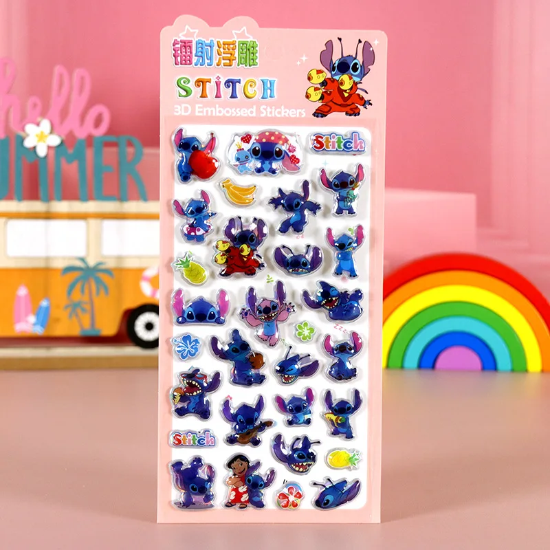 Stitch 3D Stereo Crystal Sticker Handbook Material Decorative Accessories 3D Laser Relief Sticker Phone Case Stationery Decor