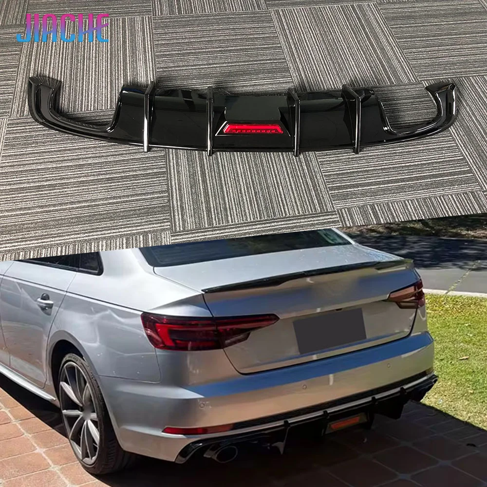 

Gloss Black Rear Bumper Lip Diffuser Body Kits For Audi A4 S4 B9 2017-2019 Car Diffuser Spoiler Black Carbon Color