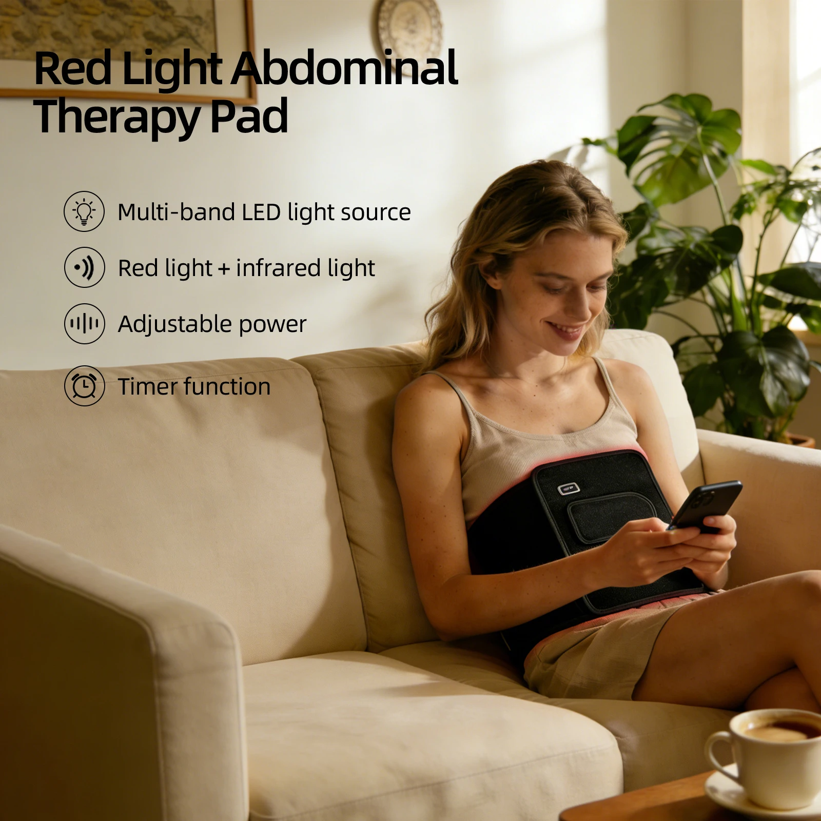 Red Light Therapy Pad for Body 660nm & 850nm Infrared Light Wearable Wrap Belt with Timer Control for Back Shoulder Waist Knee