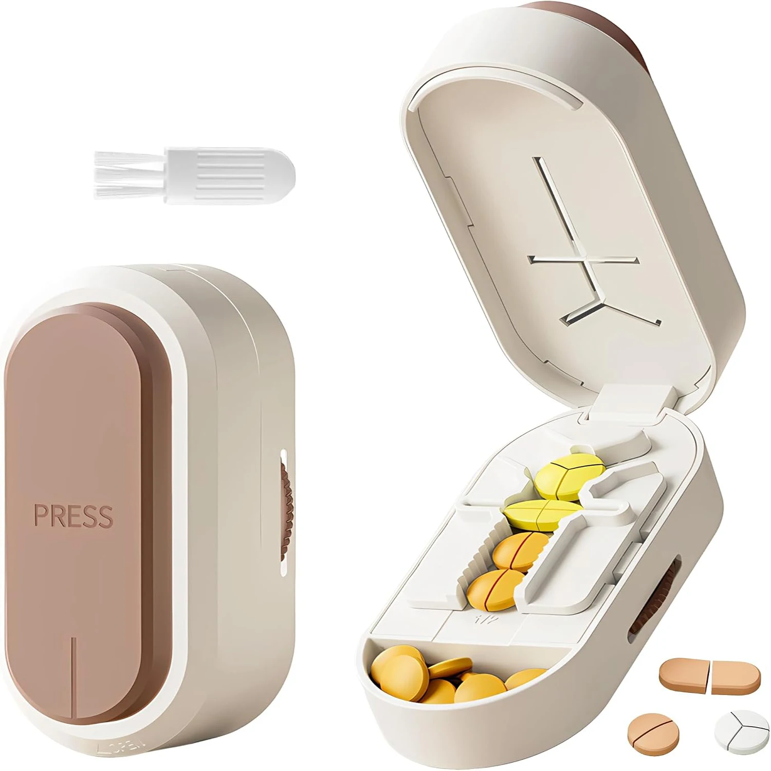 1/4 1/3 1/2Adjustable Pill Cutter Storage Box Portable Drug Tablet Medicine Dustproof Divider Organizer Crusher Pill Cutter