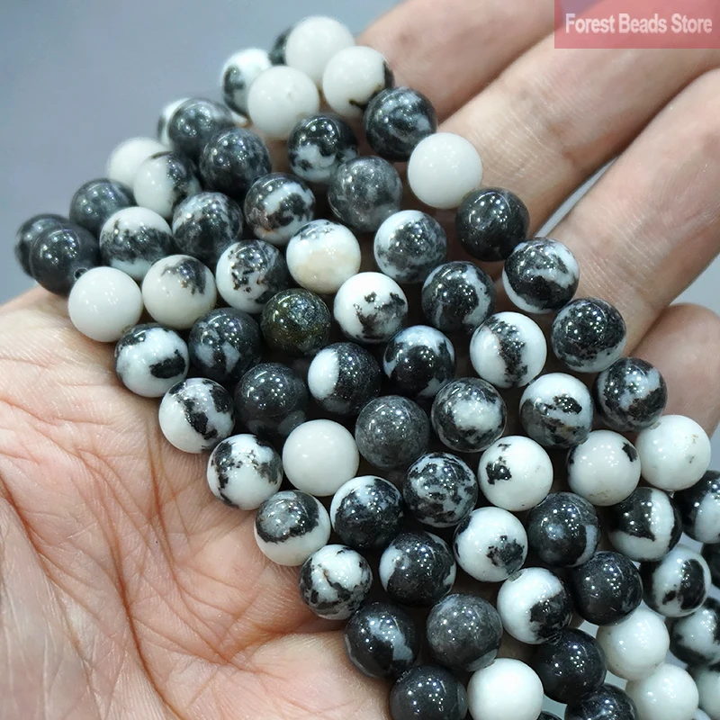 4/6/8/10/12mm Black and White Zebra Jaspers Natural Stone Beads DIY Bracelet Necklace Accessories for Jewelry Making 15