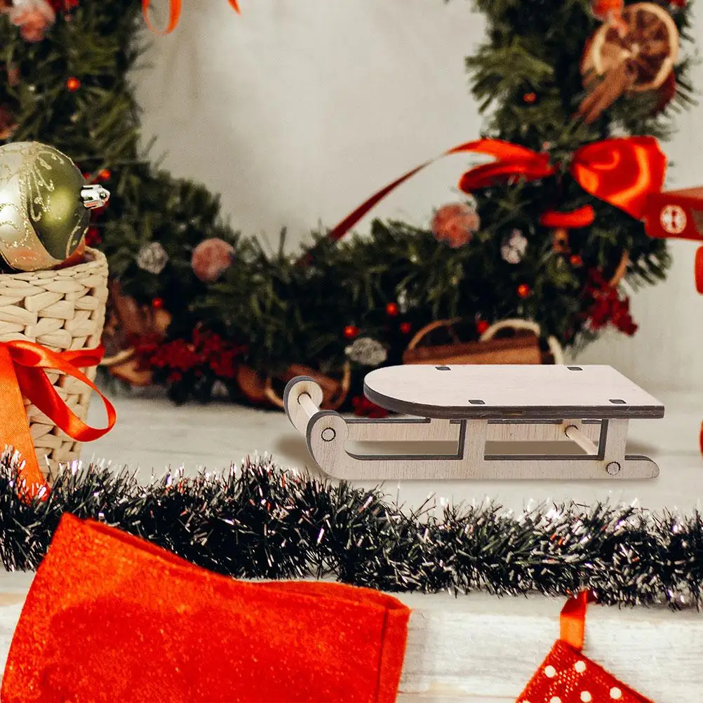 6 pièces traîneau en bois traîneau de noël père noël bonhomme de neige décor à la maison Miniature bricolage artisanat inachevé Portable enfants jouet éducatif