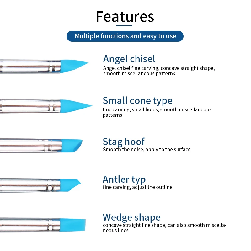 5 Pcs Dental Resin Brush Pens Dentistry Shaping For Adhesive Porcelain Teeth Composite Cement Adhesive Dentist Oral Tools